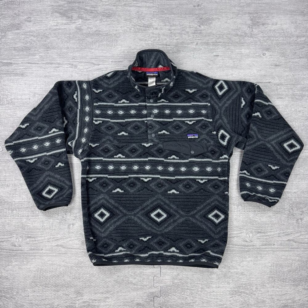 Patagonia Synchilla Men's XS Grey Eyota Forge Aztec Southwestern Fleece Pullover